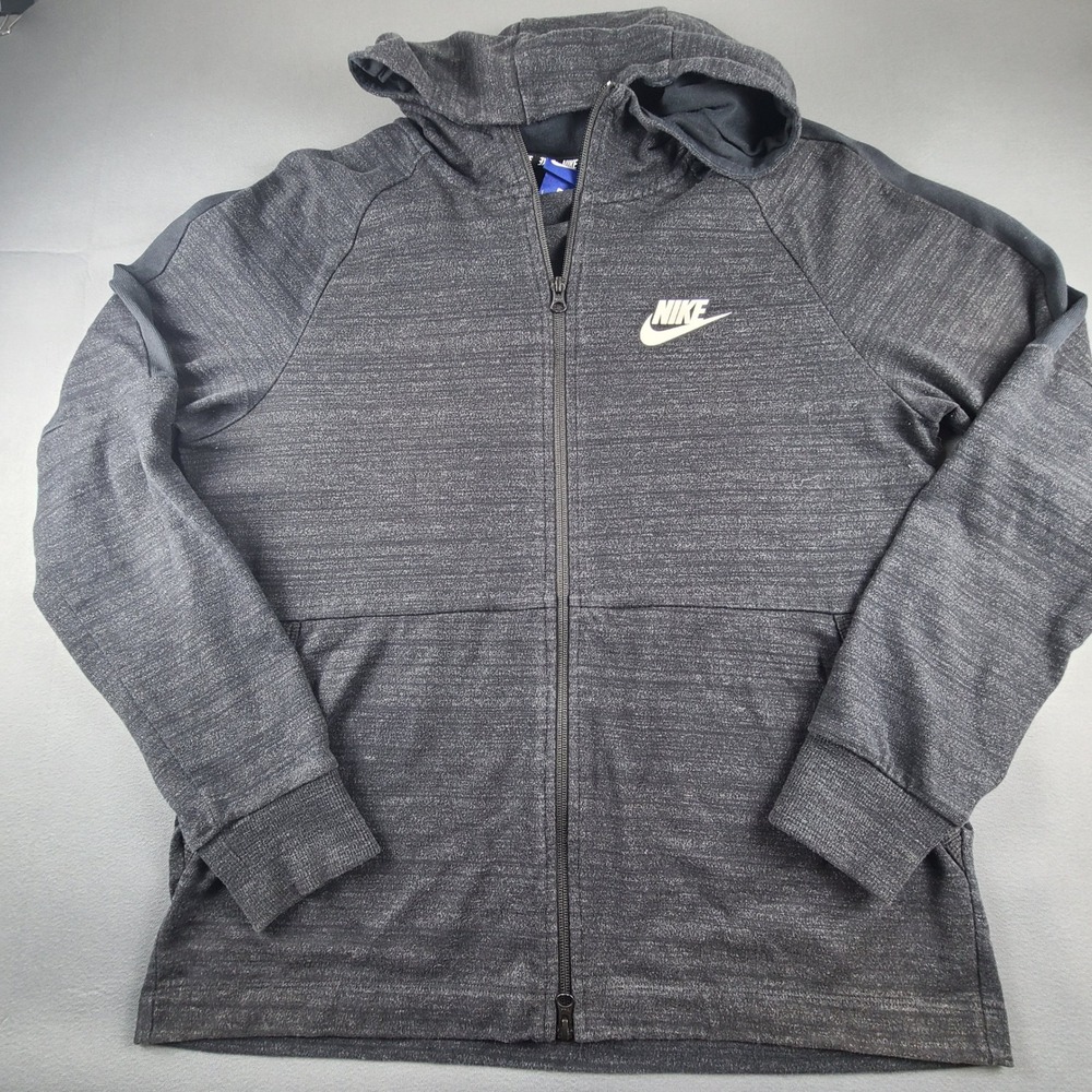 Nike Hoodie Men's Large Heather Gray Knit Dual Zipper Raglan Sleeve Streetwear